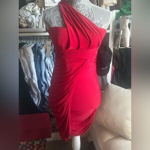 Elegant Red One-Shoulder Dress